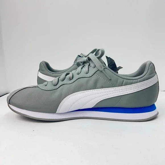 Puma Turin II Mens Sneakers Grey White Blue Low Top SoftFoam Trainers - Picture 7 of 12